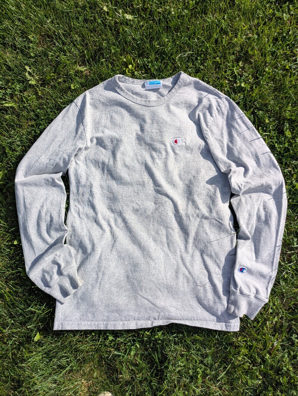 Champion Gray Crewneck Sweatshirt with Small Logo